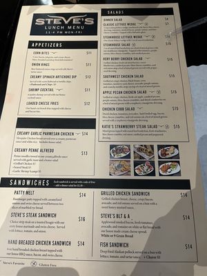 Menu photo 1 Steve's Steakhouse Richfield, UT