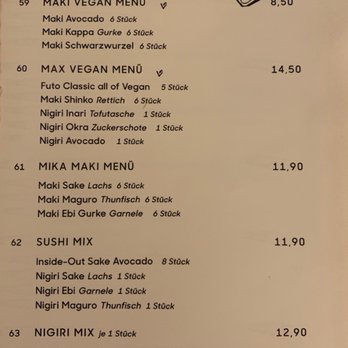Mika Sushi - Speisekarte - Menüs - Sushi Bars Near Me - Berlin, BE
