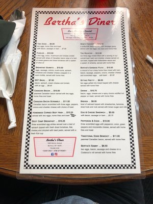 Menu photo 8 Bertha's Diner Buffalo, NY