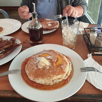 Orphan - Daily Special = peach pancakes with peach puree! Additional pancakes and loads of bacon and sausage. Perfection!! - Breakfast & Brunch Near Me - Sacramento, California Orphan - Daily Special = peach pancakes with peach puree! Additional pancakes and loads of bacon and sausage. Perfection!! - Breakfast & Brunch Near Me - Sacramento, California
