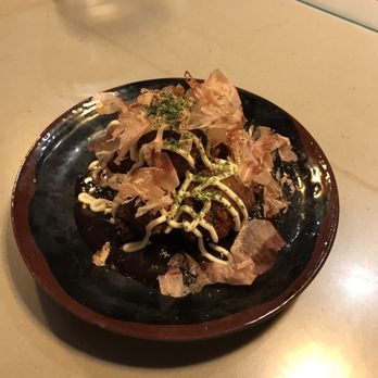 Fukuryu Ramen - Okonomi balls - little pancake balls filled with pork belly, egg, and cabbage. - Ramen Near Me - Upper Arlington, Ohio Fukuryu Ramen - Okonomi balls - little pancake balls filled with pork belly, egg, and cabbage. - Ramen Near Me - Upper Arlington, Ohio