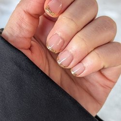 Not Nails & Spa - Molten Gold French nails with shellac and gel