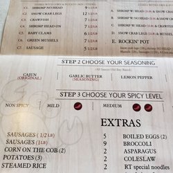Rock & Toss Crab House - Menu for Rock & Toss