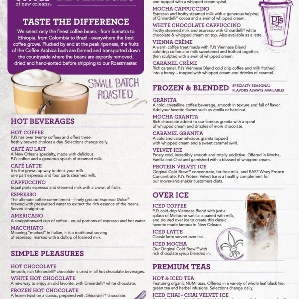 PJ's Coffee - Menu - Coffee & Tea Near Me - Pensacola, Florida PJ's Coffee - Menu - Coffee & Tea Near Me - Pensacola, Florida