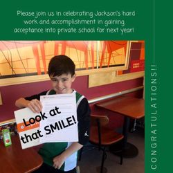The FRED Center - Congrats to our student on his acceptance to private school!