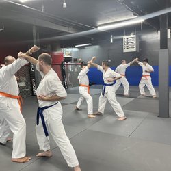 Shojin Kai Karate - Students learn how to apply Kihon (basics) techniques against actual opponent by "Yakusoku Kumite" training which is promised sparring.