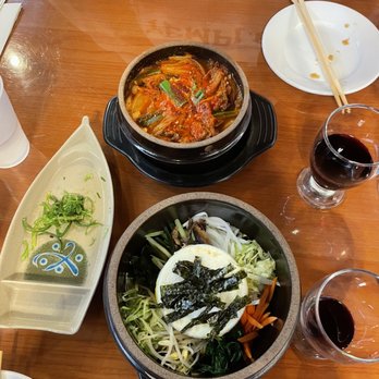Sushi Kim 2 - top: T4 Kim Chi Jee Gae (veggie) left: A8 Seaweed Salad bottom: D11 Dol Sot Bi Bim Bob (veggie) not pictured: A3 Shumai (shrimp) - Korean Near Me - Pittsburgh, Pennsylvania Sushi Kim 2 - top: T4 Kim Chi Jee Gae (veggie) left: A8 Seaweed Salad bottom: D11 Dol Sot Bi Bim Bob (veggie) not pictured: A3 Shumai (shrimp) - Korean Near Me - Pittsburgh, Pennsylvania