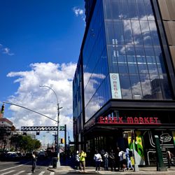 Essex Market - Exterior. Delancey and Essex Streets entrance