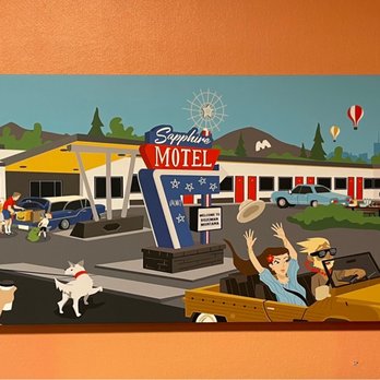 The Sapphire Motel - Painting hanging in the lobby - Hotels Near Me - Bozeman, Montana The Sapphire Motel - Painting hanging in the lobby - Hotels Near Me - Bozeman, Montana