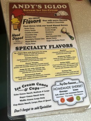 Menu photo 4 Andy's Igloo Winter Haven, FL