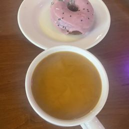 a donut and a cup of tea a donut and a cup of tea