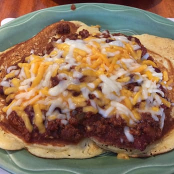 Grumpy's - Cornbread pancakes topped with chili and melted cheese. Light as can be! - Diners Near Me - East Dennis, Massachusetts Grumpy's - Cornbread pancakes topped with chili and melted cheese. Light as can be! - Diners Near Me - East Dennis, Massachusetts