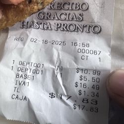 Overcharged for tostada.