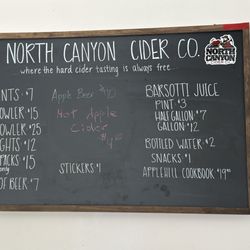 North Canyon Cider Company - Prices list and options. Tasting was free!