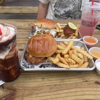 Houston TX Hot Chicken - Cheesy chicken sandwich, OG hot chicken, chocolate milkshake, blueberry lavender lemonade - Chicken Shop Near Me - Spokane, Washington