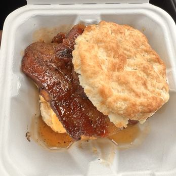 Irregardless - Howard's biscuit extra-thick maple and pepper glazed bacon, egg and cheese - Breakfast & Brunch Near Me - Providence, Rhode Island