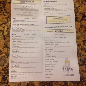 Padua Pasta Makers - Menu - Pasta Shops Near Me - Upland, California Padua Pasta Makers - Menu - Pasta Shops Near Me - Upland, California