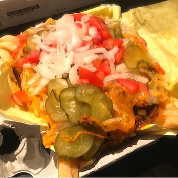 The Hat - Chili cheese fries with tomato pickle onion - American Near Me - Pasadena, California