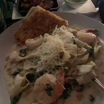 Lalla Grill Oceanside - Fettuccine with Shrimp & Halibut (bottom) and cajun  (top) - Seafood Near Me - Monterey, California