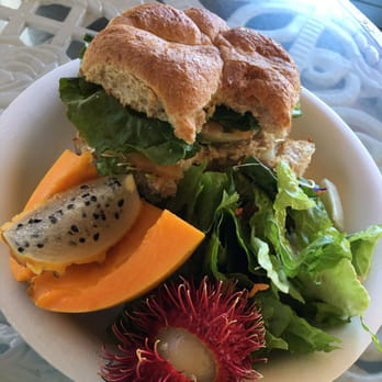 What's Shakin' - Tuna salad sandwich. Excellent ! And such a unique fruit salad! - Breakfast & Brunch Near Me - Pepeekeo, Hawaii
