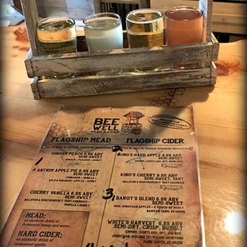 Bee Well Mead & Cider - flight of 4 - Meaderies Near Me - Bellaire, Michigan Bee Well Mead & Cider - flight of 4 - Meaderies Near Me - Bellaire, Michigan
