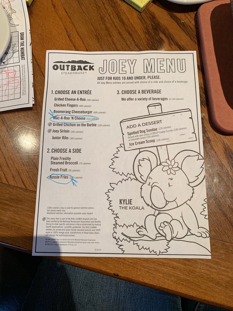 Outback Nutrition Joey Menu Besto Blog