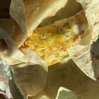 Farmer Boys - Breakfast Burrito, the egg is darker than the tortilla - Burgers Near Me - Clovis, California