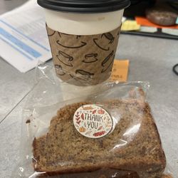Banana bread and caramel latte