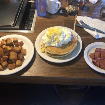 Slappy Cakes - Hawaiian Pancakes, Portuguese sausage, potatoes - Breakfast & Brunch Near Me - Lahaina, Hawaii Slappy Cakes - Hawaiian Pancakes, Portuguese sausage, potatoes - Breakfast & Brunch Near Me - Lahaina, Hawaii