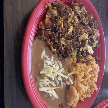 Gloria's Kitchen - Machaca con Huevos  Rice and Beans Delicious - Mexican Near Me - Ventura, California