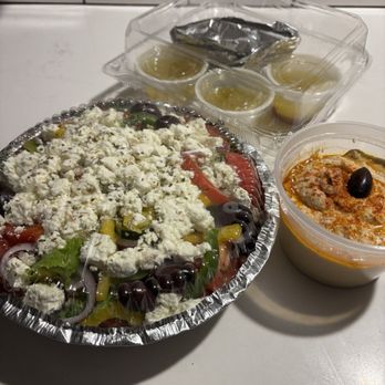 Stephens Grill - Greek salad and side of hummus (to go) - Greek Near Me - Camarillo, California Stephens Grill - Greek salad and side of hummus (to go) - Greek Near Me - Camarillo, California