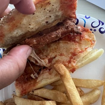 Antney's Grub - Chicken Parm $12. I cut it in half. A bit light on the chicken for my taste. One thin cutlet - Burgers Near Me - Wildwood, New Jersey Antney's Grub - Chicken Parm $12. I cut it in half. A bit light on the chicken for my taste. One thin cutlet - Burgers Near Me - Wildwood, New Jersey
