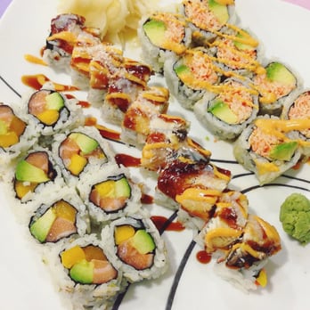 Avana Sushi - The usual- salmon mango avocado, spicy eel coconut maki, and spicy seafood. Tasted amazing - Japanese Near Me - Boston, Massachusetts Avana Sushi - The usual- salmon mango avocado, spicy eel coconut maki, and spicy seafood. Tasted amazing - Japanese Near Me - Boston, Massachusetts