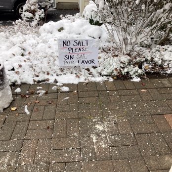 Villegas Landscaping - Salt in front of no salt sign - Snow Removal Near Me - Fishkill, New York
