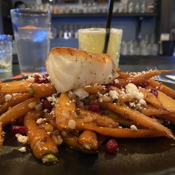 Dunstan Tap & Table - Warm carrot salad with cod - delish, new fav - Burgers Near Me - Scarborough, Maine