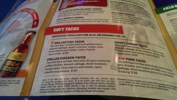 Menu photo 2 Glory Days Grill Fairfax, VA