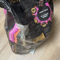 damaged bag of food...