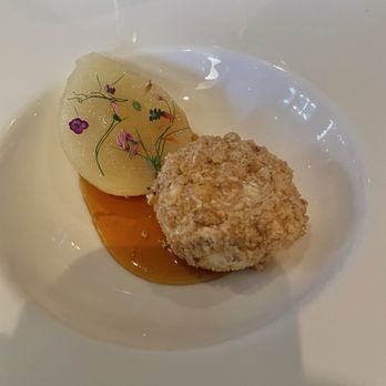 The Village Pub - Rum poached pear with semifreddo - Pubs Near Me - Woodside, California The Village Pub - Rum poached pear with semifreddo - Pubs Near Me - Woodside, California