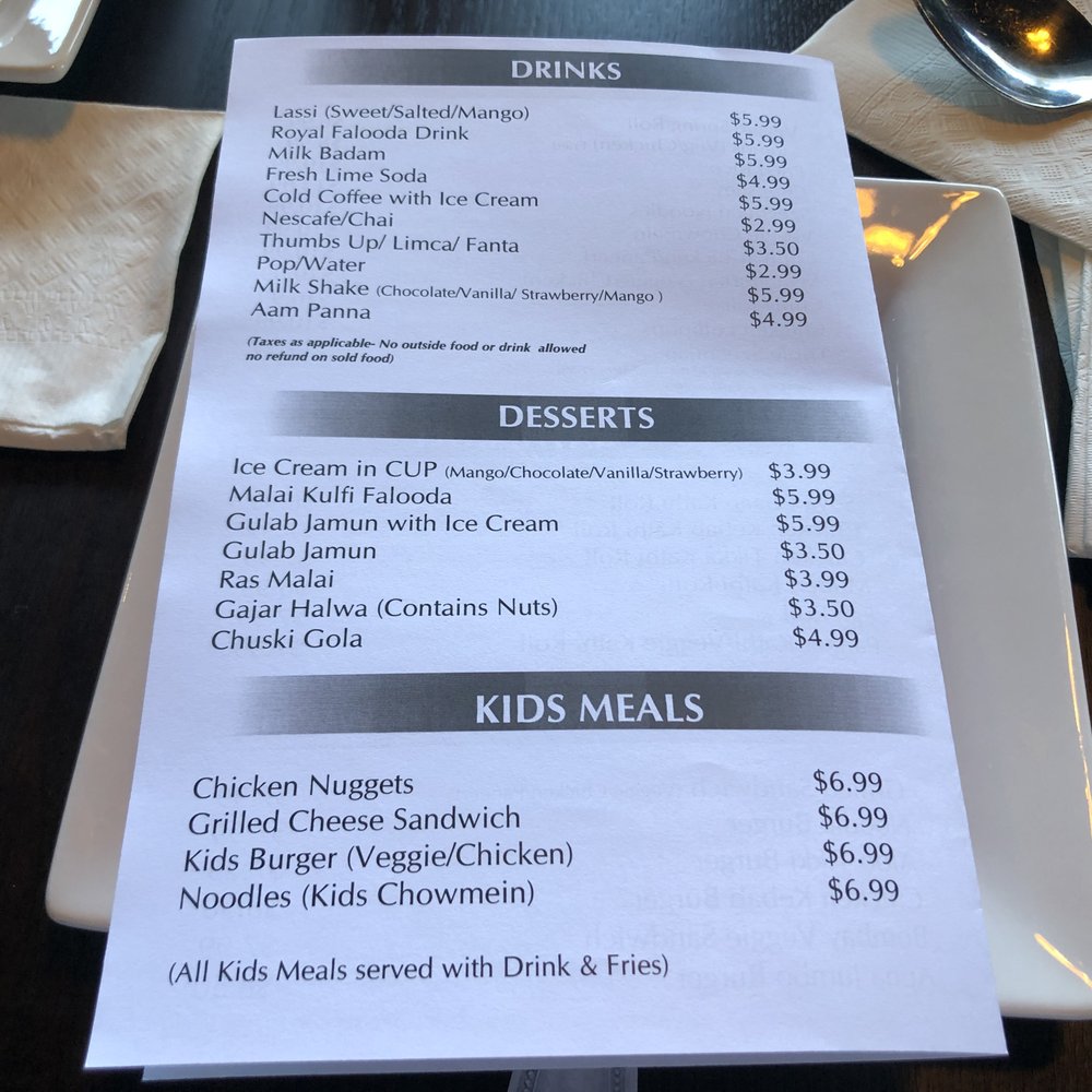 Showshaa - The Modern Taproom - Back of menu~ (June 2020) - Indian Near Me - Surrey, British Columbia