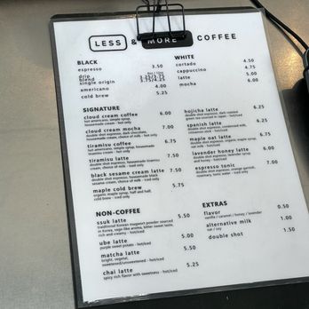 Less & More Coffee - Menu - Coffee & Tea Near Me - Portland, Oregon Less & More Coffee - Menu - Coffee & Tea Near Me - Portland, Oregon