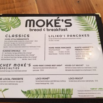 Moke’s Bread And Breakfast - Menu - Breakfast & Brunch Near Me - Honolulu, Hawaii