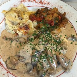 Le Saint Vernier - Pavé de rumsteak aux pleurotes, gratin dauphinois et legumes