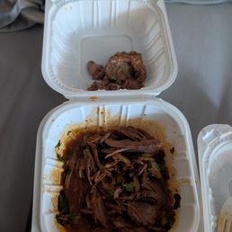 Huge chunks of fat with barria meat I paid for on the side of my nachos. Huge chunks of fat with barria meat I paid for on the side of my nachos.