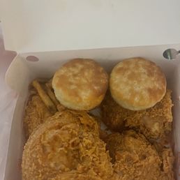 The biscuits wasn't fresh, but hard and the fries i returned back to Popeyes due to them not being fresh!