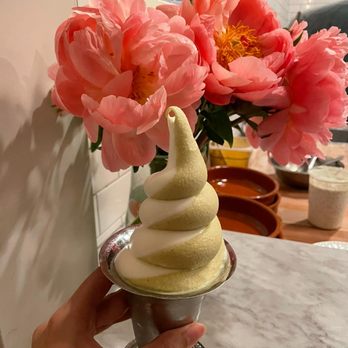 Homer - Generous serving of the soft serve - pistachio and orange blossom. Very good! - Mediterranean Near Me - Seattle, Washington