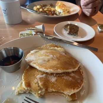 Mornin’ Bite - Sourdough pancakes, sausage patties (not shown). Totally yummy! - Breakfast & Brunch Near Me - Carrabelle, Florida Mornin’ Bite - Sourdough pancakes, sausage patties (not shown). Totally yummy! - Breakfast & Brunch Near Me - Carrabelle, Florida
