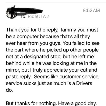 Utah Transit Authority - So I just had to reply back. - Public Transportation Near Me - Salt Lake City, Utah Utah Transit Authority - So I just had to reply back. - Public Transportation Near Me - Salt Lake City, Utah
