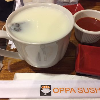 Oppa Sushi - Hot green tea milk - Sushi Bars Near Me - Boston, Massachusetts Oppa Sushi - Hot green tea milk - Sushi Bars Near Me - Boston, Massachusetts