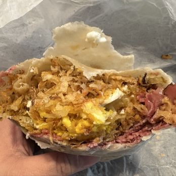 Nate's Korner - Pastrami breakfast burrito, mostly hashbrown - Breakfast & Brunch Near Me - Santa Ana, California