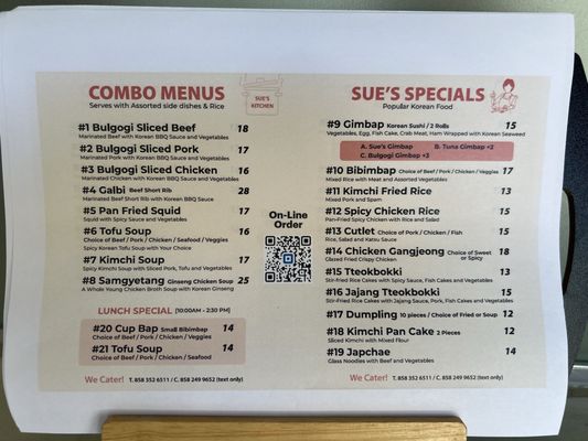 Menu photo 1 Sue’s Korean Kitchen San Diego, CA Menu photo 1 Sue’s Korean Kitchen San Diego, CA